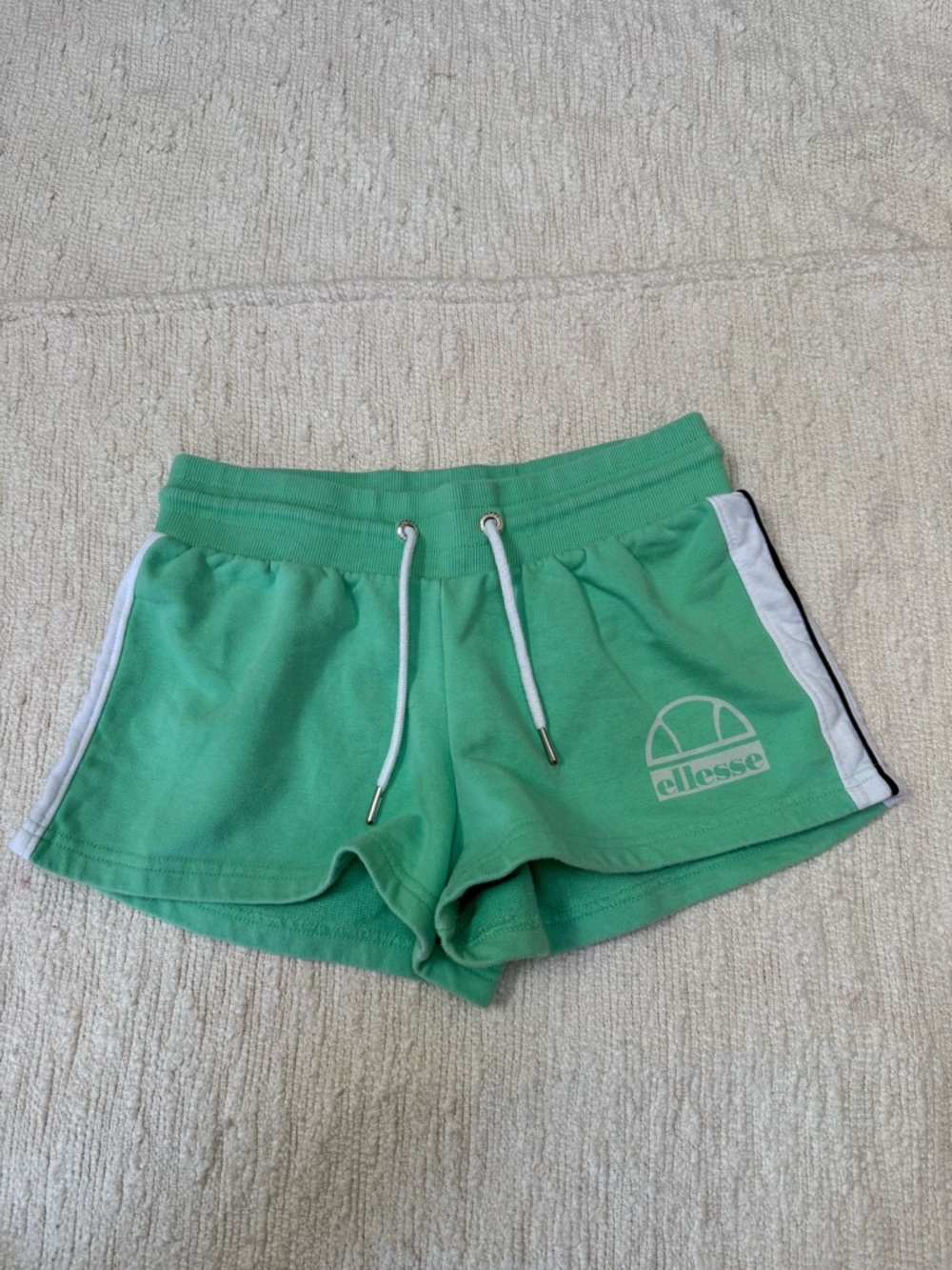 Ellesse Womens Natio Shorts M Medium Green Side Stripe Lounge Drawstring Workout
